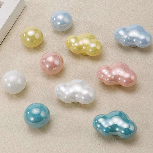 VICKI BROWN 12Pcs Heart Shape Ceramic Knobs Glossy Colorful Pearl Ball Shape Pulls for Kid's Cabinets Closets Bookcases