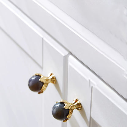 VICKI BROWN Creative Brass Crystal Wardrobe Knobs Round Drawer Hardware Handle Modern Simple Single Hole Cabinet Door Pull 5 Pcs