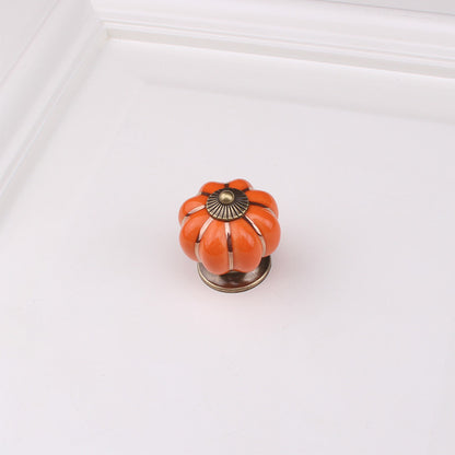 VICKI BROWN 10 Pcs Single Hole Colorful Pumpkin Ceramic Cabinet Knobs Round Shape Cartoon Pull Handles White Ball Shape Drawer Handle