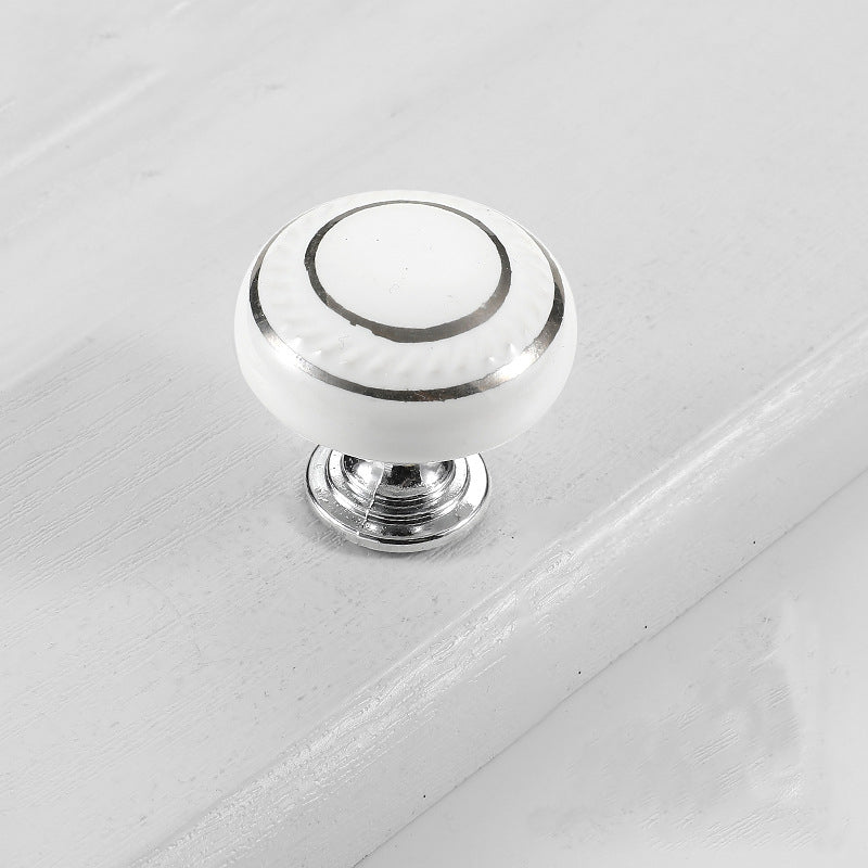 VICKI BROWN 12 Pcs White Single Hole Ceramic Knob Pull Handle Round Shape Small Handles For Cabinet Drawer Cupboards