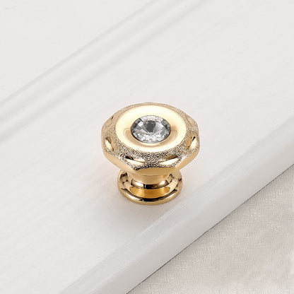 VICKI BROWN 12 Pcs K9 Crystal Gold Cabinet Knobs Simple European Single Hole Wardrobe Drawer Handles Light Luxury