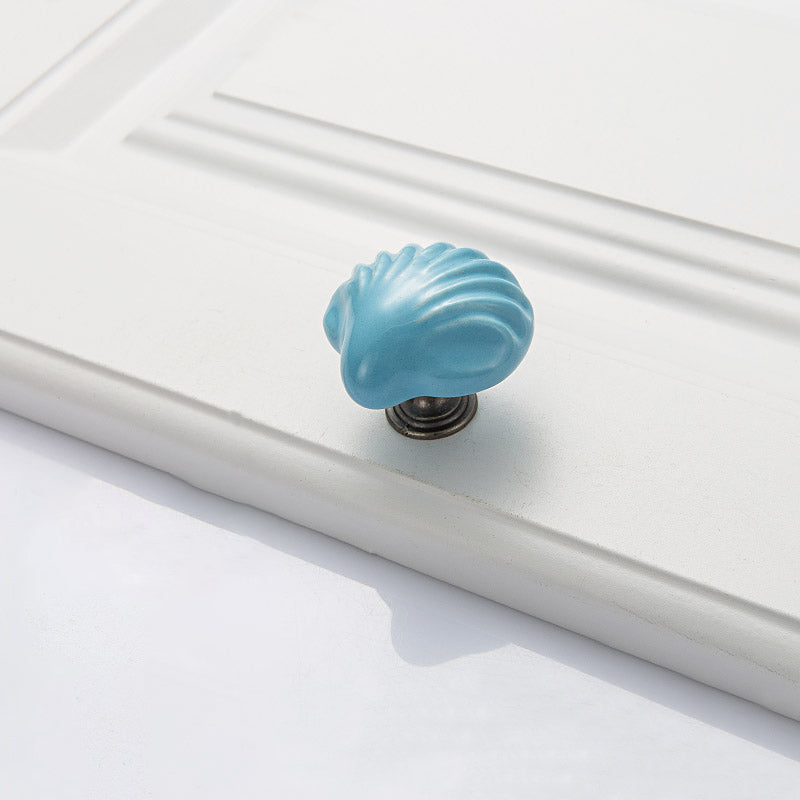 VICKI BROWN 12Pcs Ball Shape Ceramic Knobs Glossy Colorful Seashell Door Handles For Kids’ Cupboard Wardrobe Drawer