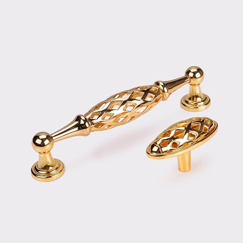 VICKI BROWN 12 Pcs  Goldk Birdcage Kitchen Door Handles Cabinet Pull Knob Drawer Dresser Hardware Pull Handles European&American Style