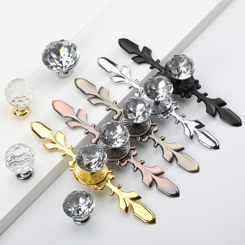 VICKI BROWN K9 Crystal Diamond Shape Drawer Handles with Plate Modern European Simple Transparent Single Hole Cabinet Wardrobe Door Knobs 10 Pcs