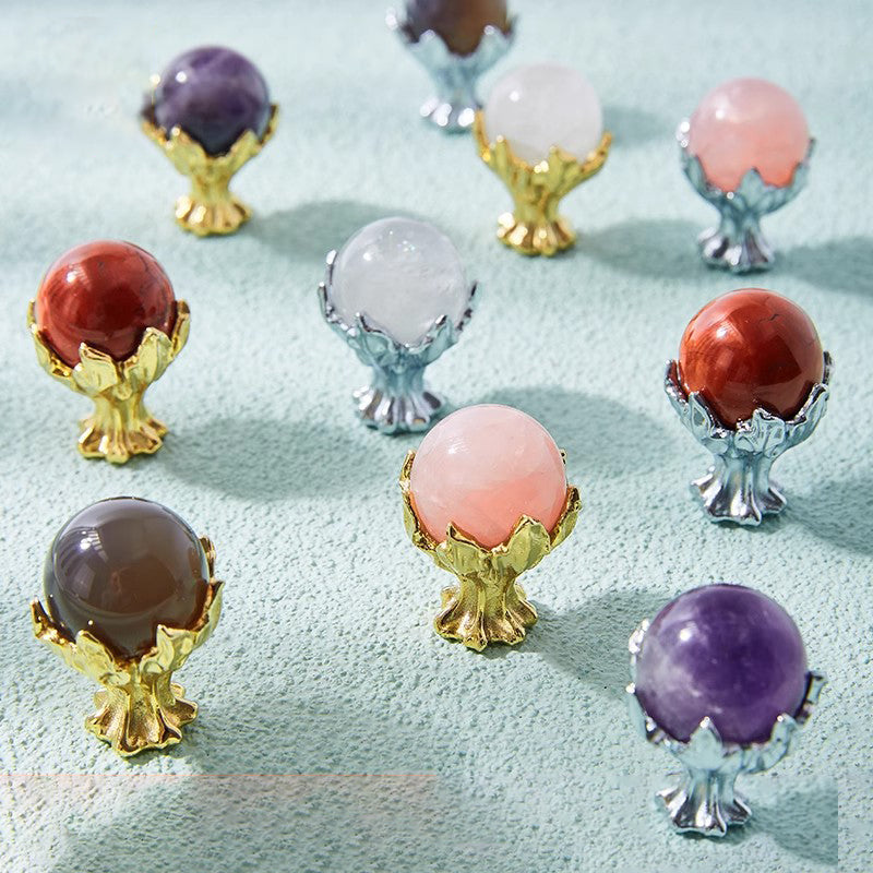 VICKI BROWN Creative Brass Crystal Wardrobe Knobs Round Drawer Hardware Handle Modern Simple Single Hole Cabinet Door Pull 5 Pcs