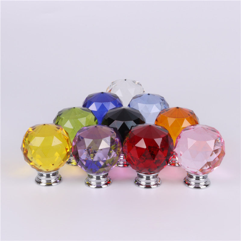 VICKI BROWN 12Pcs Round Diamond K9 Crystal Pull Handles Ball Shape Single Hole Knob for Kitchen Cabinet,Dresser,Drawer