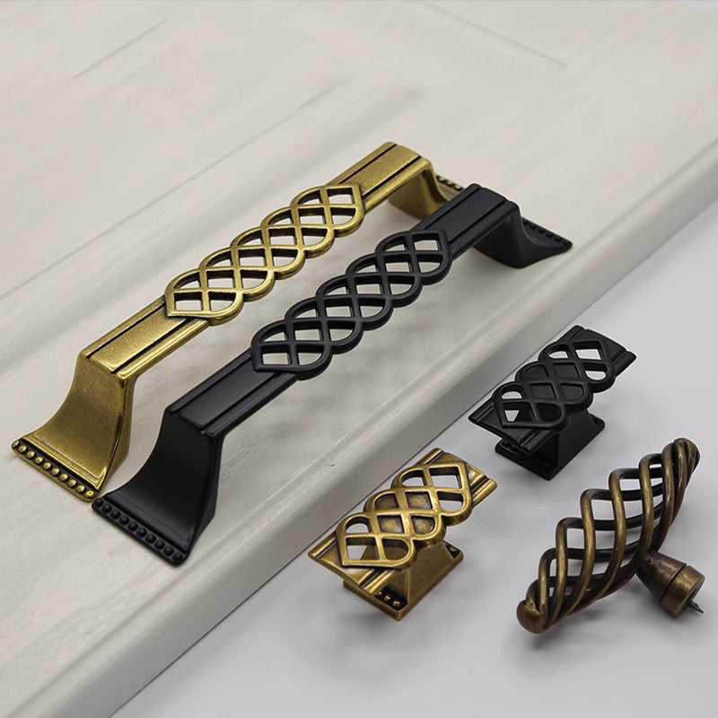 VICKI BROWN 12 Pcs Hollowed Out Birdcage Handle European Antique Drawer Cupboard Wardrobe Door Pulls Handles Light Luxury
