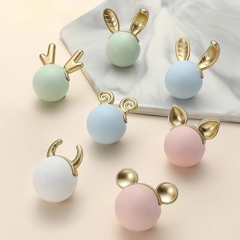 VICKI BROWN Modern Simple Cartoon Animal Single-Hole Ceramic Knobs For Children's Room Round Ceramic Small Handles 12 Pcs