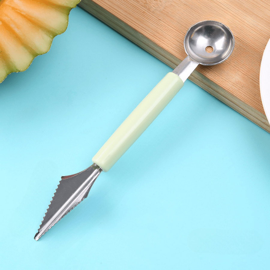 1 Pc Melon Baller Scoop, Stainless Steel Fruit Carving Knife, Dual-Function Ball Spoon for Melon, Watermelon, Cantaloupe, Ice Cream, Sorbet, Dessert Kitchen Tool Halloween Gift