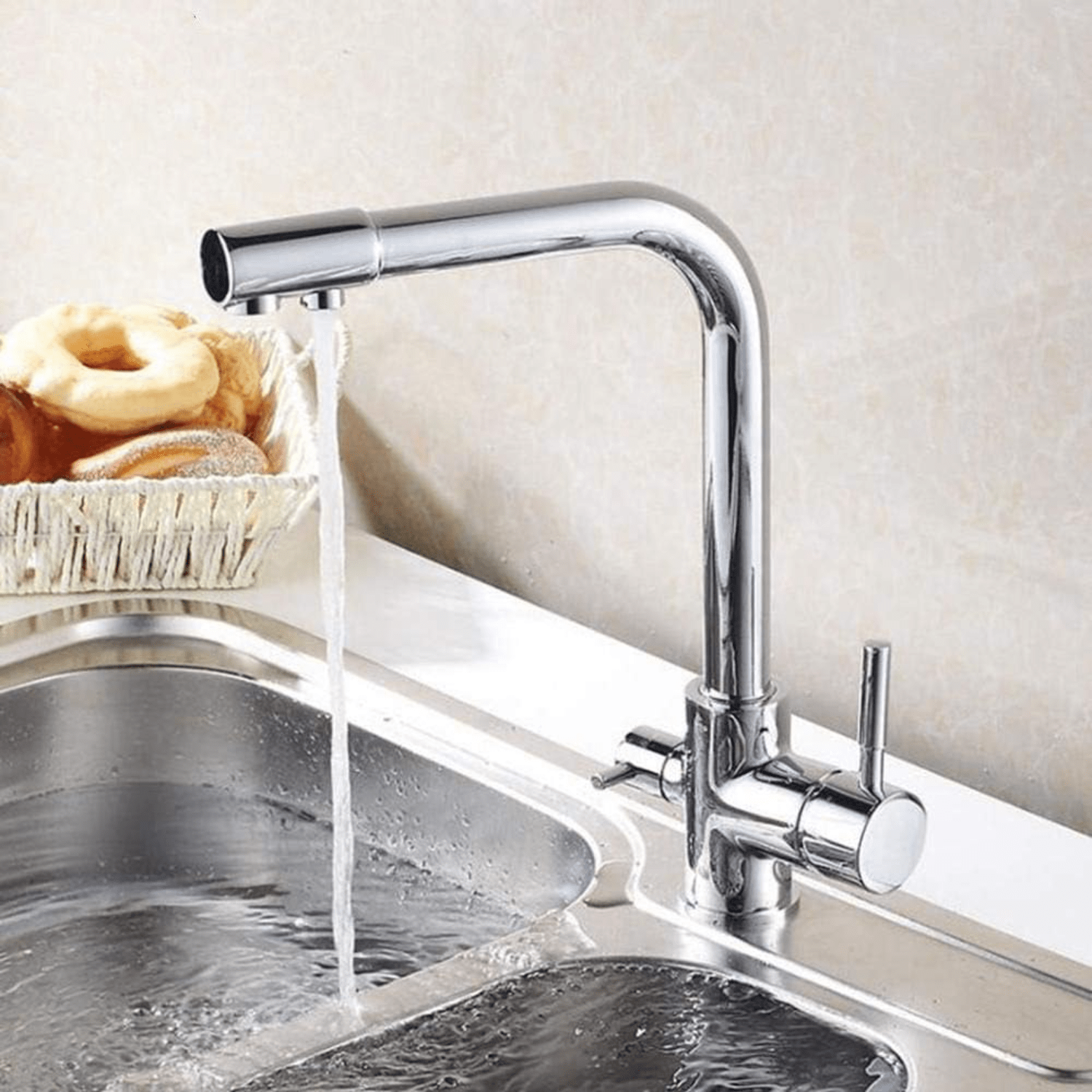 Kitchen Mixer Faucet With Water Filter, Hot And Cold Tap 360 Swivel For Sink 1Pc
