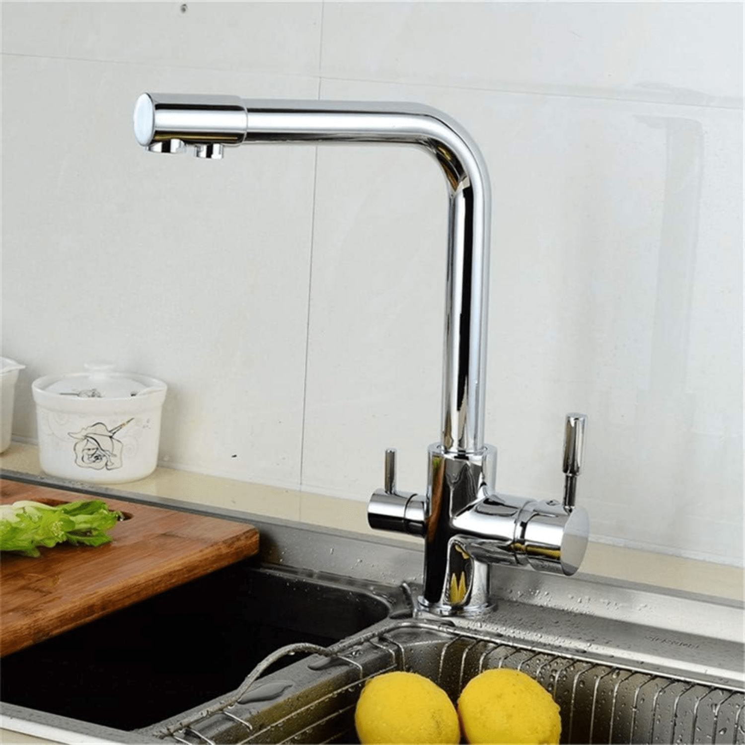 Kitchen Mixer Faucet With Water Filter, Hot And Cold Tap 360 Swivel For Sink 1Pc