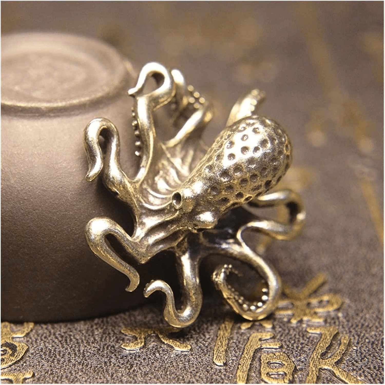 2 Pcs Brass Octopus Desk Decor For Housewarming, Halloween Gift