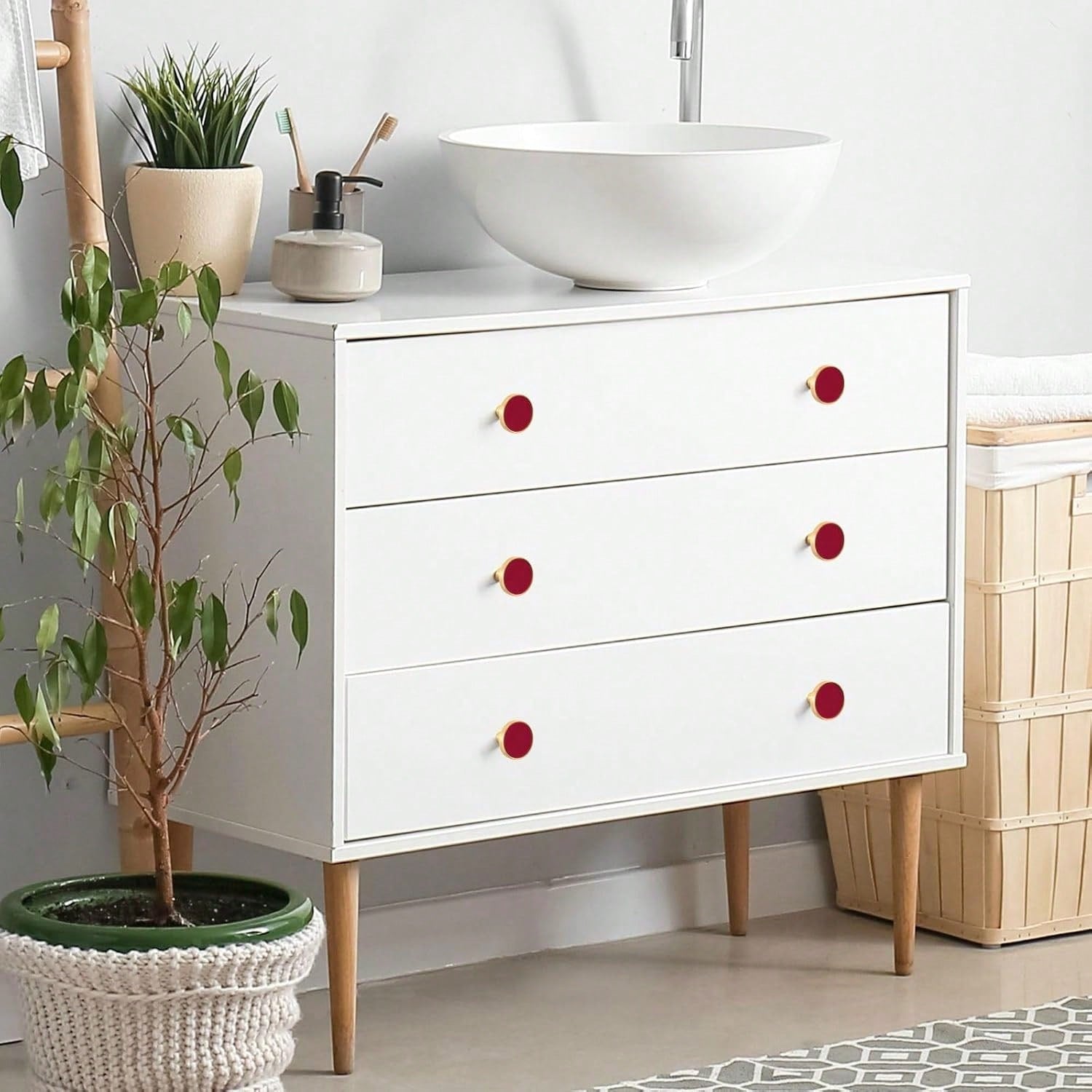 4Pcs Round Drawer Knobs, Kitchen Cabinet Door Knobs And Pulls
