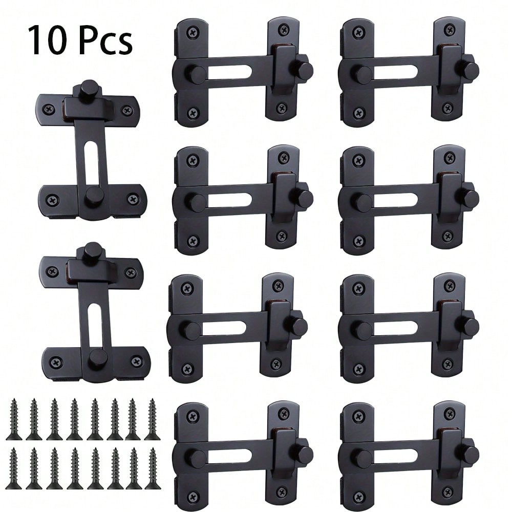 10 Pcs, Flip And Slide Barn Door Locks For Privacy - Security Barn Door Locks And Latches For Barn Doors, Pet Doors, Bathrooms, Outdoors, Garages, Windows, Sliding Doors