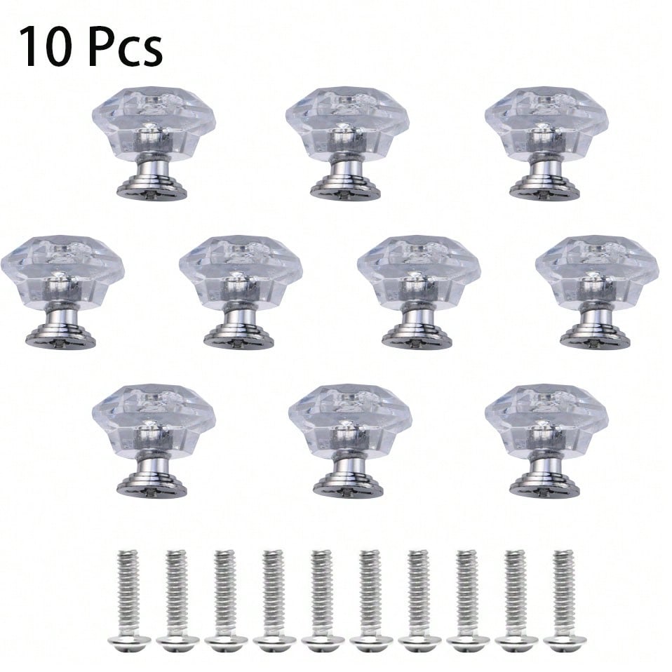 10 Pcs Door Cabinet Drawer Cabinet Door Knobs Colorful Crystalline Drawer Diamond Pull Clear Knobs