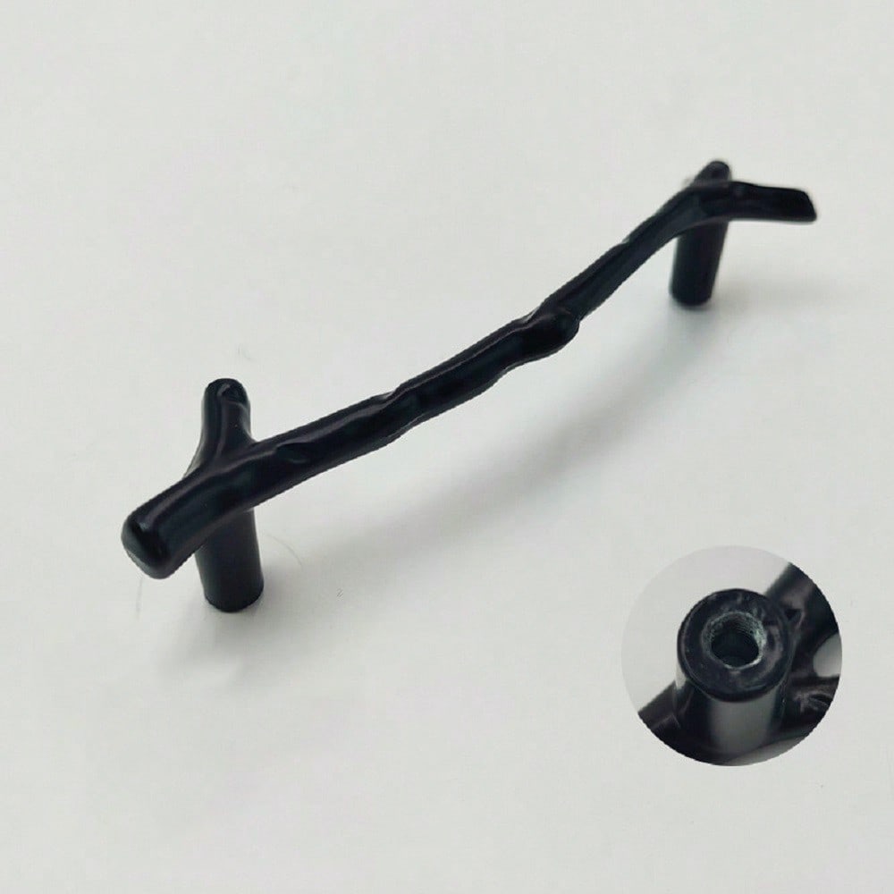 6 Pack Black Twig Pulls Branch Zinc Alloy Decorative Cabinet Wardrobe Furniture Door Drawer Knobs Pulls Handles Hardware, (96mm/ 3.78 In) Hole Centers