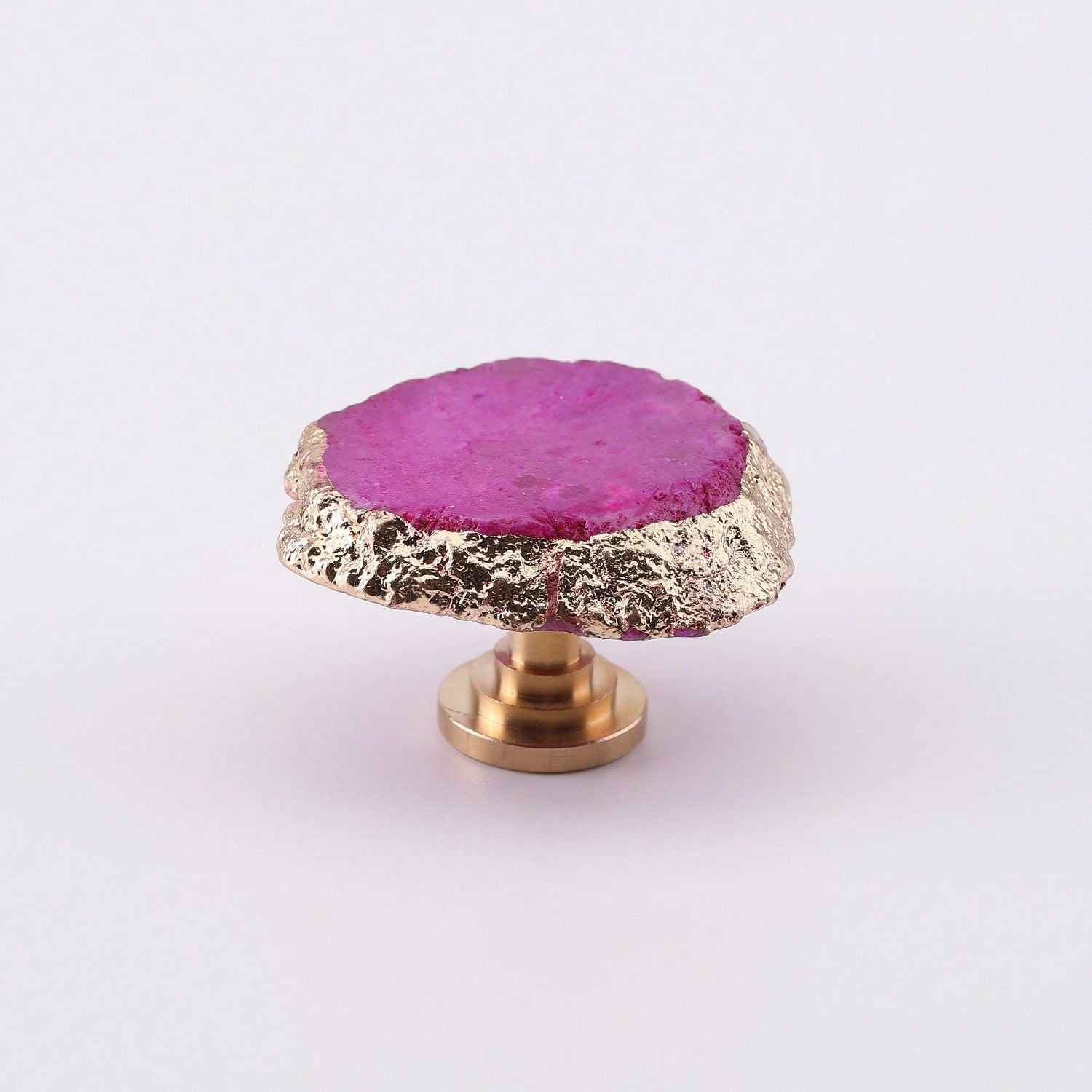Hot Pink Geode Cabinet Knobs Crystal Stone Drawer Knobs Handles Decorative Gold Plated Gemstone Cupboard Pulls For Home Office Decor 4 Pack