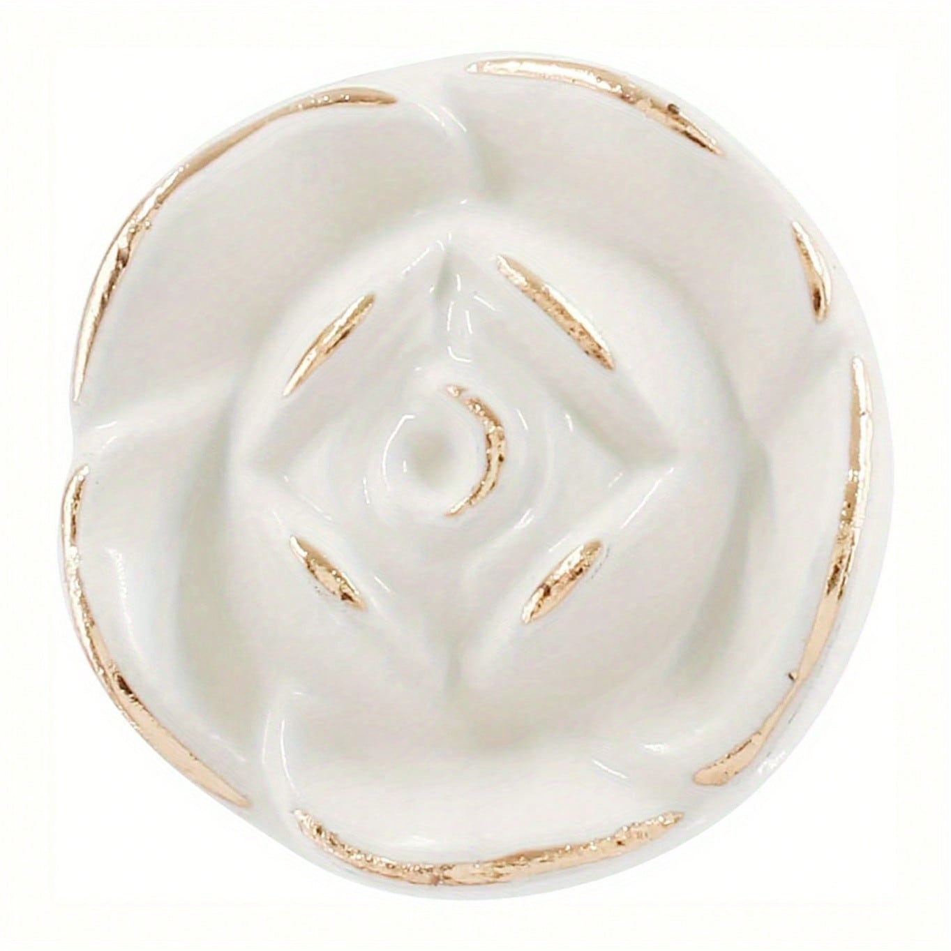 12 Pack White Drawer Knobs, Rose Cabinet Knobs, Flower Dresser Knobs, Vintage Handle Pulls For Cabinets Dressers Drawers,Gold Edge