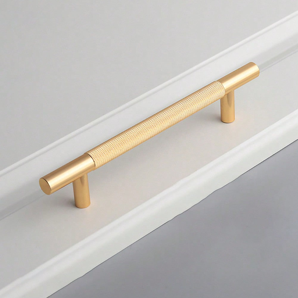 Cabinet Handles Gold Drawer Pulls And Knobs 2 Pack Knurled Hardware For Kitchen Bathroom Dresser Furniture Cupboard Door (2, Gold-5 Inch)