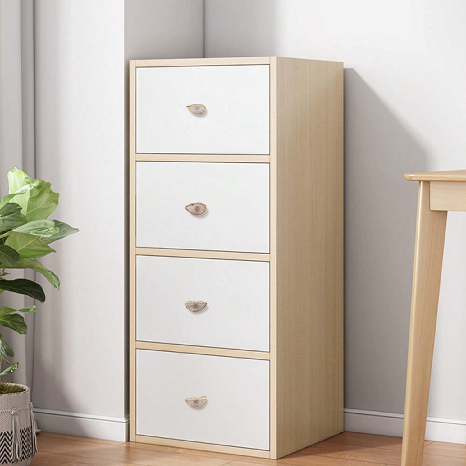 Unique White Agate Cabinet Knobs And Pulls Set Of 4,Knobs For Cabinets And Drawers Gold Dresser Knobs Bifold Door Knob For Closet Kitchen Cupboard