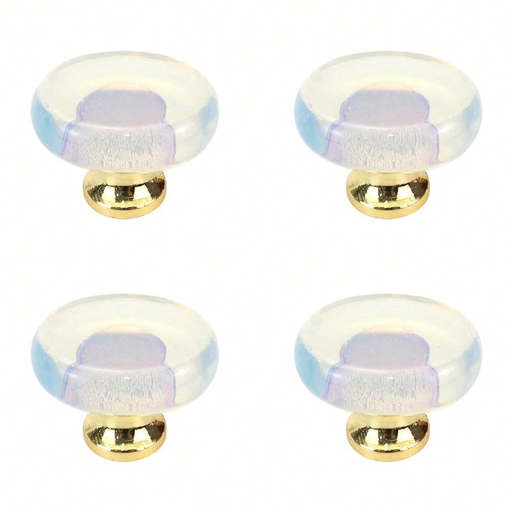 Crystal Drawer Knobs Handles,4 Pcs Door Knob Original Stone Knobs Natural Crystal Pulls Handles for Drawer Cabinet Door Cupboard Dresser Home Office(Red Jasper), 26x17mm (Color : Transparent)