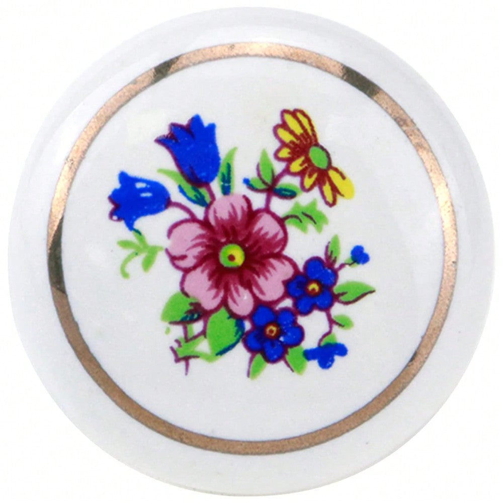 6Pcs 1-1/2 inch Hand Painted Ceramic Knobs Kitchen Cabinet Retro Vintage Door Drawer Handles Pulls for Dresser Cupboard Wardrobe (Orchid)