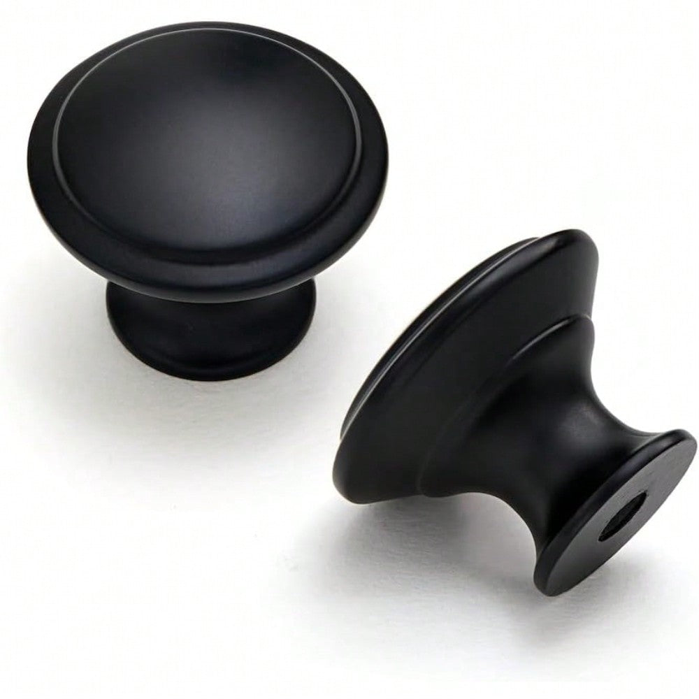 4 Pieces Black Round Kitchen Cabinet Knobs 1 Inch Cabinet Pulls Knob Cabinet Door Handles Round Drawer Handles Hardware Cupboard Knobs and 4 Screws