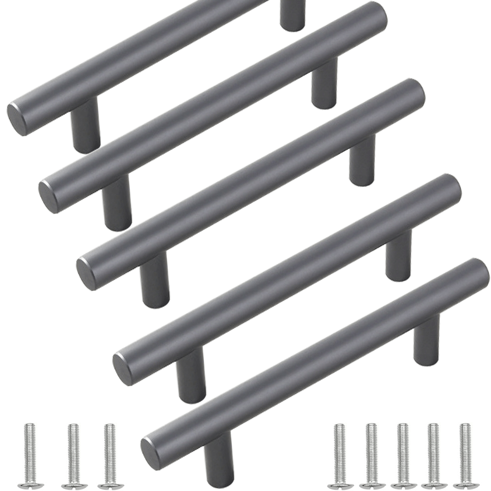 Classic Kitchen Cabinet Handles, Door and Dresser Drawer Pulls, Bathroom Hardware Handles, 3-3/4-Inch (96mm) Hole Centers, Brushed, 5 Pcs(96mm Center to Center).