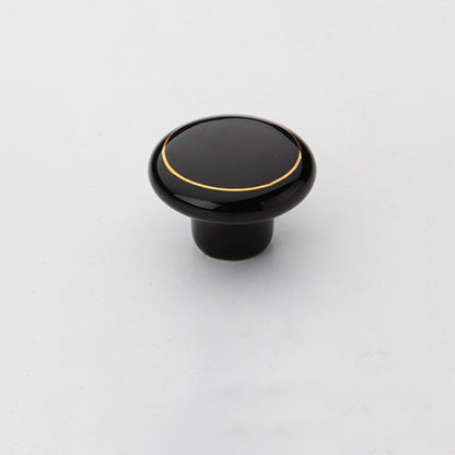 VICKI BROWN 12 Pcs Round Ceramic Zinc Alloy Kitchen Cabinet Handles Euro Single Hole Dresser Drawer Pulls