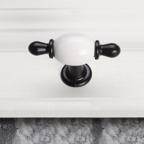 VICKI BROWN 12 Pcs Round Ceramic Zinc Alloy Kitchen Cabinet Handles Euro Single Hole Dresser Drawer Pulls