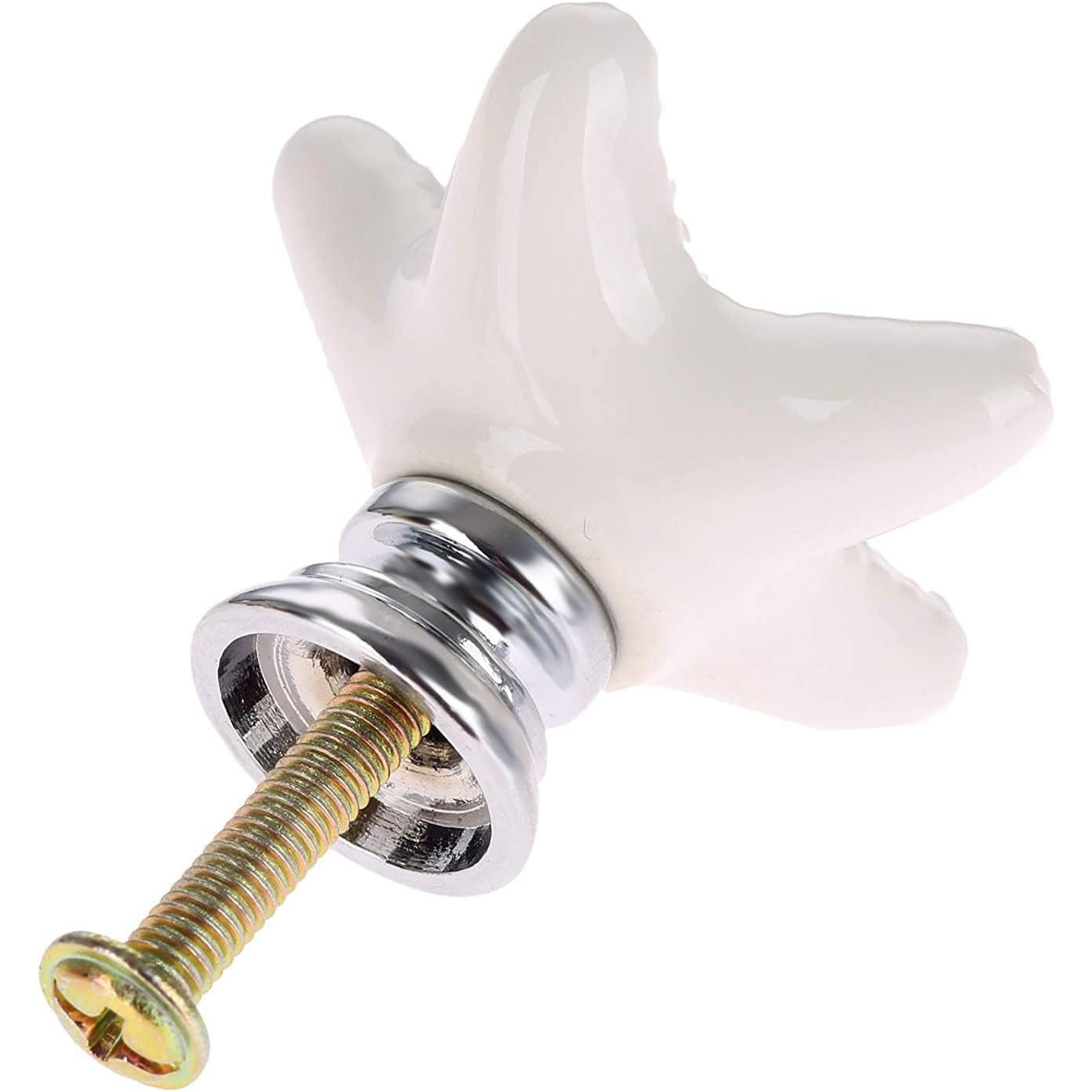 Starfish Shape Drawer Cupboard Pulls Handles Wardrobe Drawer Cabinet Door Kitchen Knobs and Handles, Pack of 12 (White)