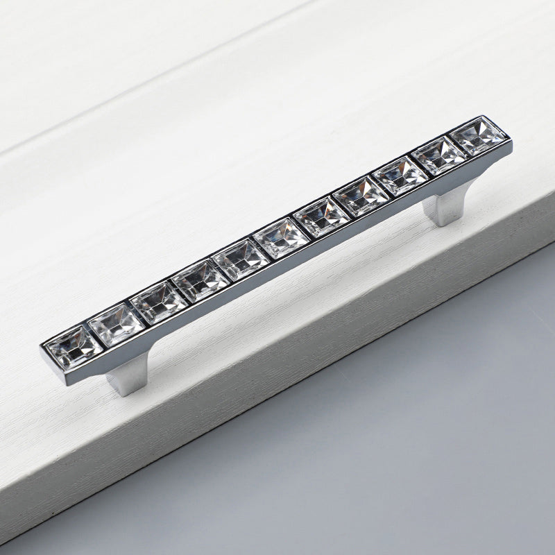 VICKI BROWN 12Pcs U Shape K9 Crystal Cabinet Pulls Modern Decorated Diamond Handles for Drawer Cupboard Wardrobe Dresser Square Shape