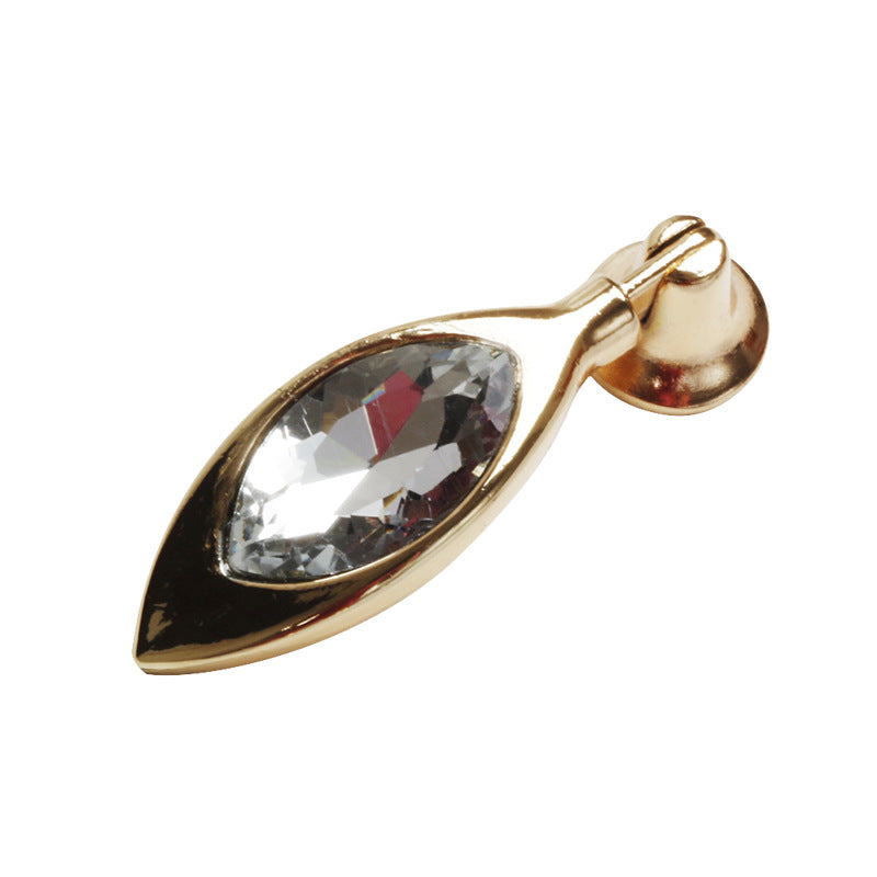 VICKI BROWN 12 Pcs K9 Crystal Pendant Handle Modern European Single Hole Diamond Pulls for Cupboard Drawer Wardrobe Shoe Cabinet Leaf Shape