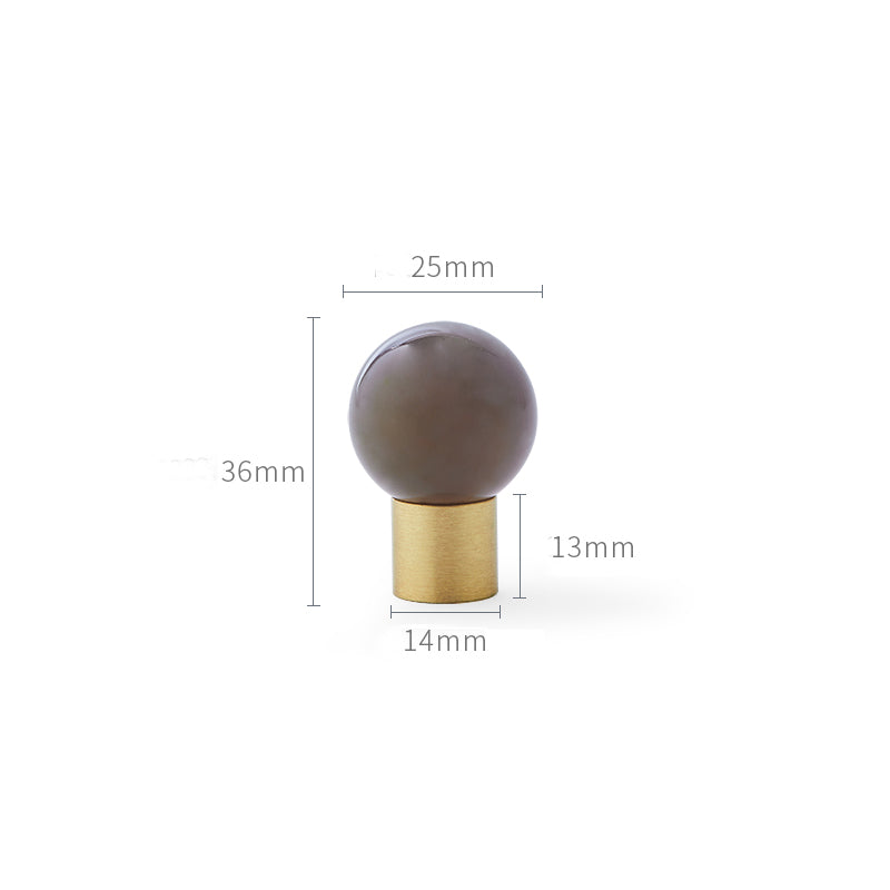 VICKI BROWN Creative Brass Crystal Wardrobe Knobs Round Drawer Hardware Handle Modern Simple Single Hole Cabinet Door Pull 5 Pcs