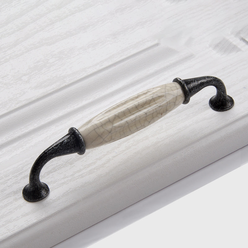 VICKI BROWN 12 Pcs European Crack Ceramic Handles Black And White Wardrobe Cabinet Pulls American Pastoral Drawer Knobs