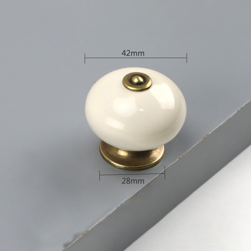 VICKI BROWN 10 Pcs Single Hole Colorful Pumpkin Ceramic Cabinet Knobs Round Shape Cartoon Pull Handles White Ball Shape Drawer Handle