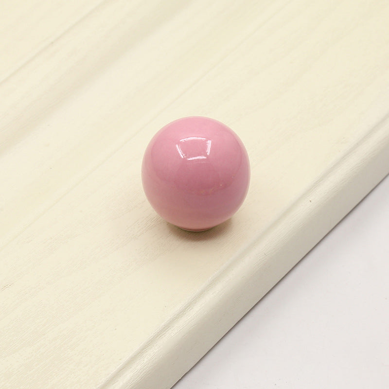 VICKI BROWN 12 Pcs Colorful Ceramic Round Ball Cabinet Door Knobs Smooth Ball Single Hole Drawer Pull Handle for Kitchen Kids Bathroom Dresser Closet Simple