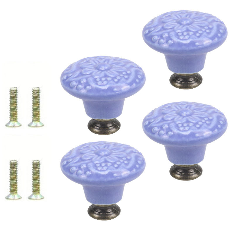 Colorful Ceramic knobs, Cabinet Door Handles, Solid Wood Furniture Closet pulls, Hardware Single Hole Drawer knobs,4Pcs 1.3"x1.18".