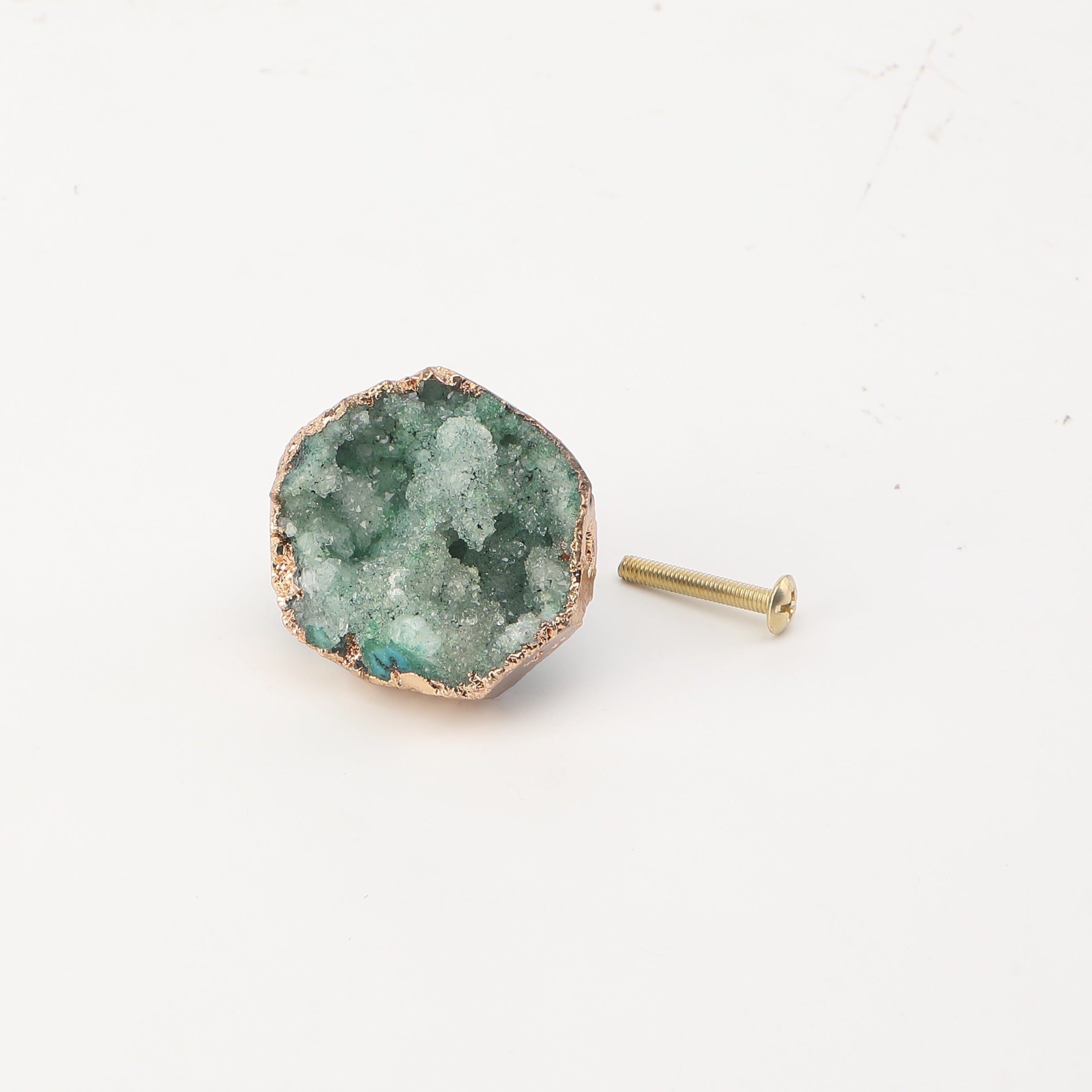 Fluorite Crystal Handles,Drawer Knobs Handles,Gold Plated Gemstone Pulls,Green 4Pcs 1.3"-1.7"/1"-1.3" Inch
