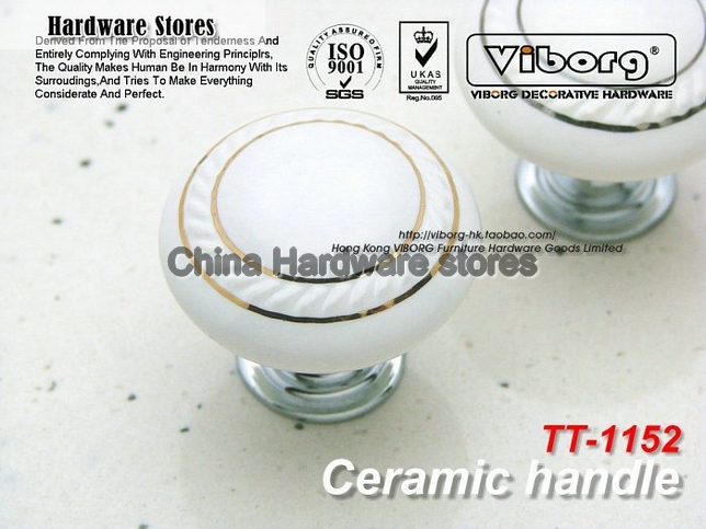 (30 pieces/lot) 35mm VIBORG Ceramic+Zinc Alloy Furniture Handles Drawer Pulls & Cabinet Handles &Drawer Knobs