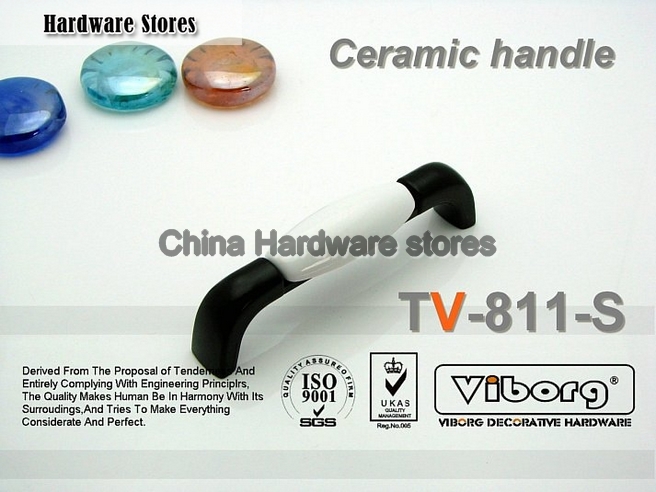 (30 pieces/lot) 96mm VIBORG Zinc Alloy + Ceramic Furniture Handles Drawer Handles& Cabinet Handles &Drawer Pulls