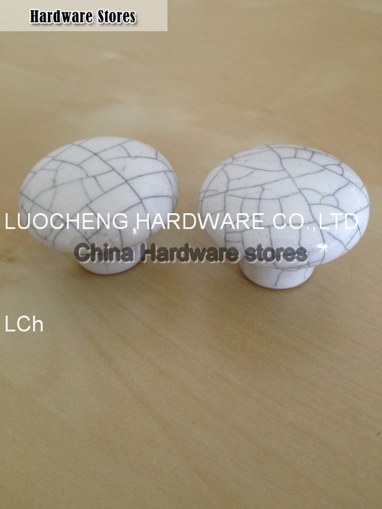 10 PCS/LOT 33MM CRACKLE WHITE CERAMIC KNOB CERAMIC HANDLES CABINET KNOB DOOR KNOBS ZINC KNOBS