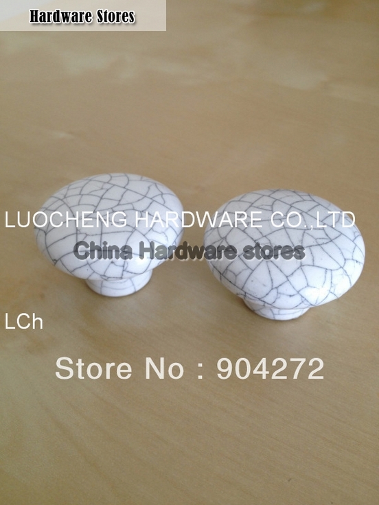 10 PCS/LOT 38MM CRACKLE WHITE CERAMIC KNOB CERAMIC HANDLES CABINET KNOB DOOR KNOBS ZINC KNOBS