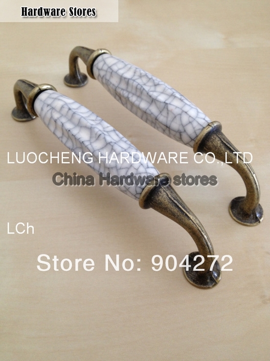 10 PCS/LOT HOLE TO HOLE 128MM CRACKLE PEARL WHITE CERAMIC HANDLES CABINET KNOB DOOR KNOBS ZINC KNOBS