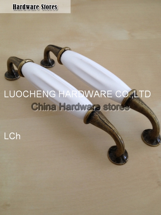 10 PCS/LOT HOLE TO HOLE 128MM PEARL WHITE CERAMIC HANDLES CABINET KNOB DOOR KNOBS ZINC KNOBS