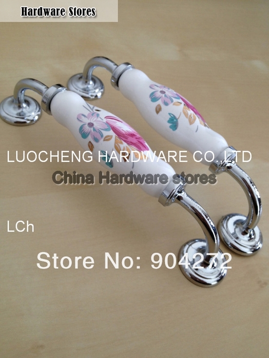 10 PCS/LOT HOLE TO HOLE 128MM TULIP PEARL WHITE CERAMIC HANDLES CABINET KNOB DOOR KNOBS ZINC KNOBS