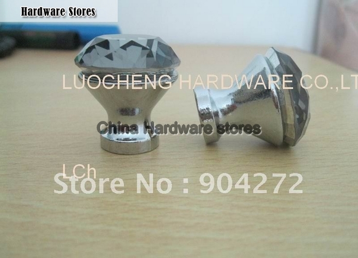 10PCS/ LOT 30 MM Grey CRYSTAL CABINET KNOBS ON CHROME ZINC BASE 10PCS/ LOT 30 MM Grey CRYSTAL CABINET KNOBS ON CHROME ZINC BASE