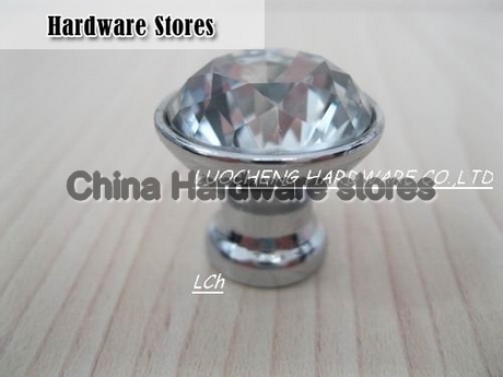 10PCS/ LOT  20 MM CLEAR CRYSTAL CABINET KNOBS WITH ZINC CHORME BASE