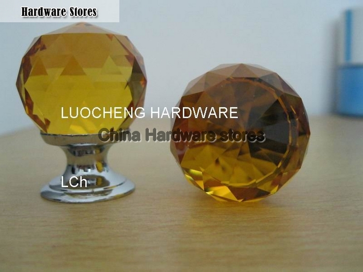 10PCS/LOT 30MM AMBER CRYSTAL KNOB WITH CHROME ZINC BASE 10PCS/LOT 30MM AMBER CRYSTAL KNOB WITH CHROME ZINC BASE