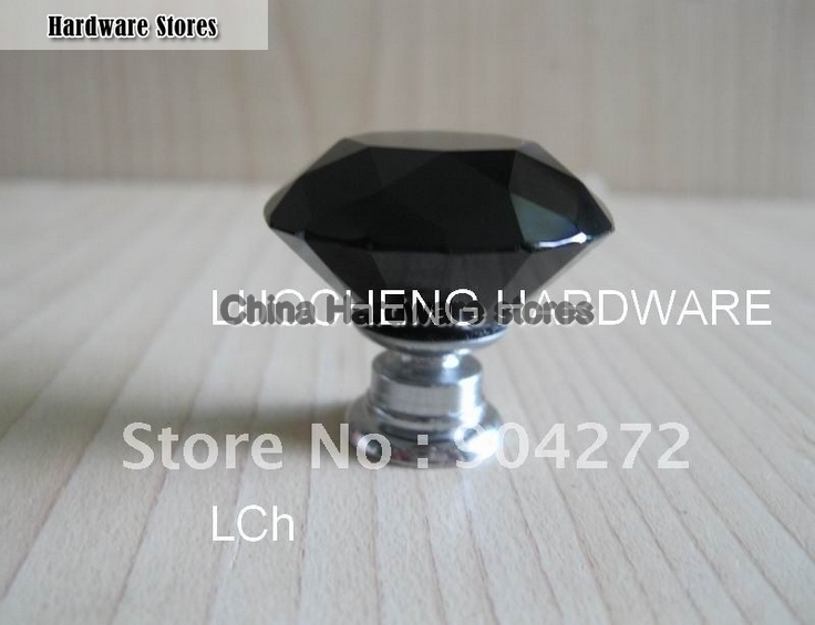 10PCS/LOT 30MM BLACK CUT CRYSTAL KNOBS ON A CHROME ZINC BASE 10PCS/LOT 30MM BLACK CUT CRYSTAL KNOBS ON A CHROME ZINC BASE